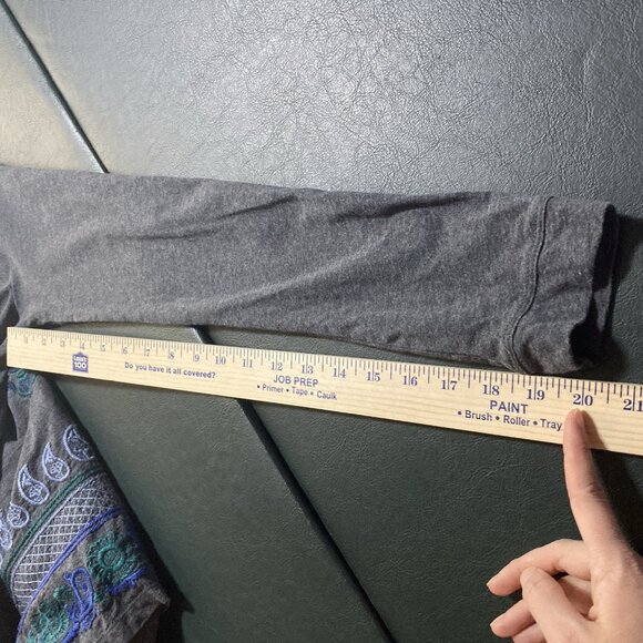 Johnny Was Cardigan Kimono Medium Embroidered Draped Open Front Boho Gray Jacket - Picture 15 of 16